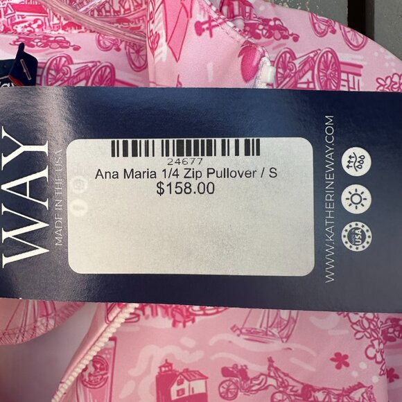 Katherine Way Ana Maria 1/4 Zip Pullover Mackinac Pink Pony Sz S NWT - Picture 10 of 16